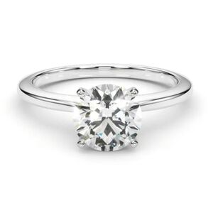 Diamond solitaire engagement ring 2 carat Sterling Silver